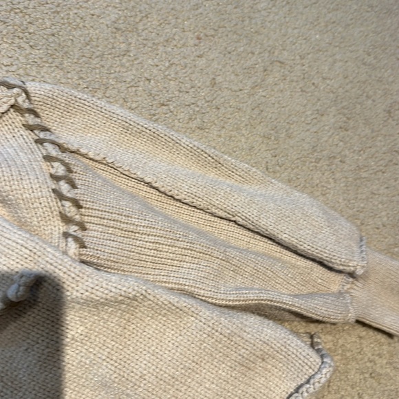 Vintage Havana cropped cream sweater with tan stitching - Picture 3 of 4